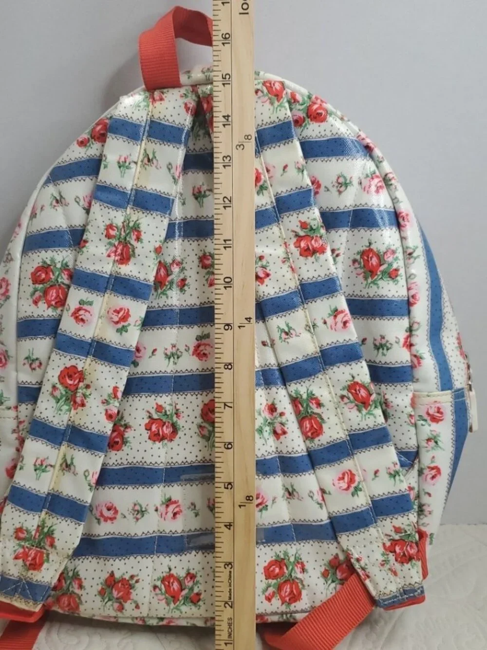 Cath Kidston White Pink Floral Rucksack Oil Cloth 15 Inches Backpack London